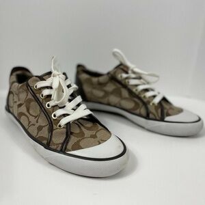 Coach Brown Monogram Sneakers with White Laces